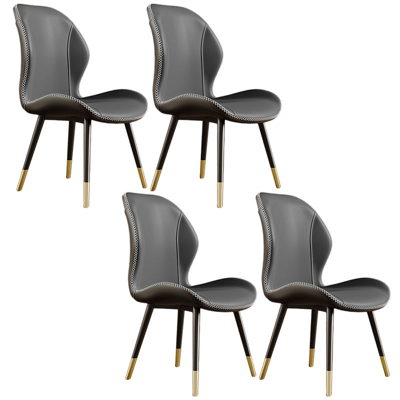 Glam Leather Dining Chair Wingback Side Furniture in Matte Finish for Indoor Grey 4 Piece Set Clearhalo 'Dining Chairs' 'Dining Tables & Seating' 'dining_chair' 'furn' 'furn_dining_chair' 'Furniture' 'Kitchen & Dining Furniture' 5309906