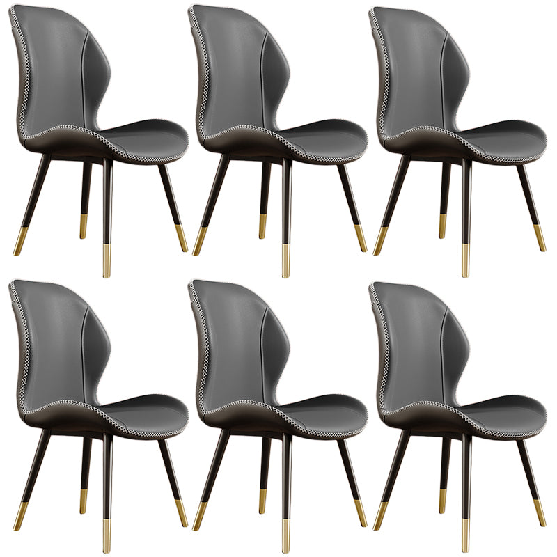 Glam Leather Dining Chair Wingback Side Furniture in Matte Finish for Indoor Grey 6 Piece Set Clearhalo 'Dining Chairs' 'Dining Tables & Seating' 'dining_chair' 'furn' 'furn_dining_chair' 'Furniture' 'Kitchen & Dining Furniture' 5309907