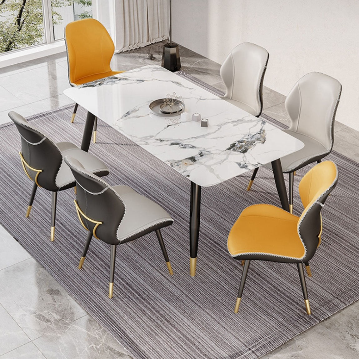 Glam Leather Dining Chair Wingback Side Furniture in Matte Finish for Indoor Clearhalo 'Dining Chairs' 'Dining Tables & Seating' 'dining_chair' 'furn' 'furn_dining_chair' 'Furniture' 'Kitchen & Dining Furniture' 5309908