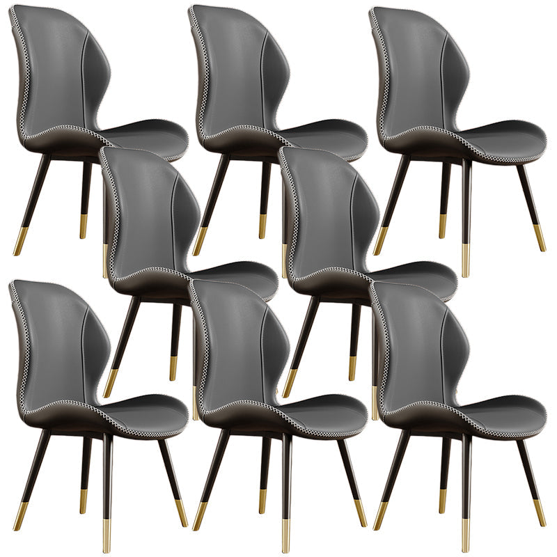 Glam Leather Dining Chair Wingback Side Furniture in Matte Finish for Indoor Grey 8 Piece Set Clearhalo 'Dining Chairs' 'Dining Tables & Seating' 'dining_chair' 'furn' 'furn_dining_chair' 'Furniture' 'Kitchen & Dining Furniture' 5309910