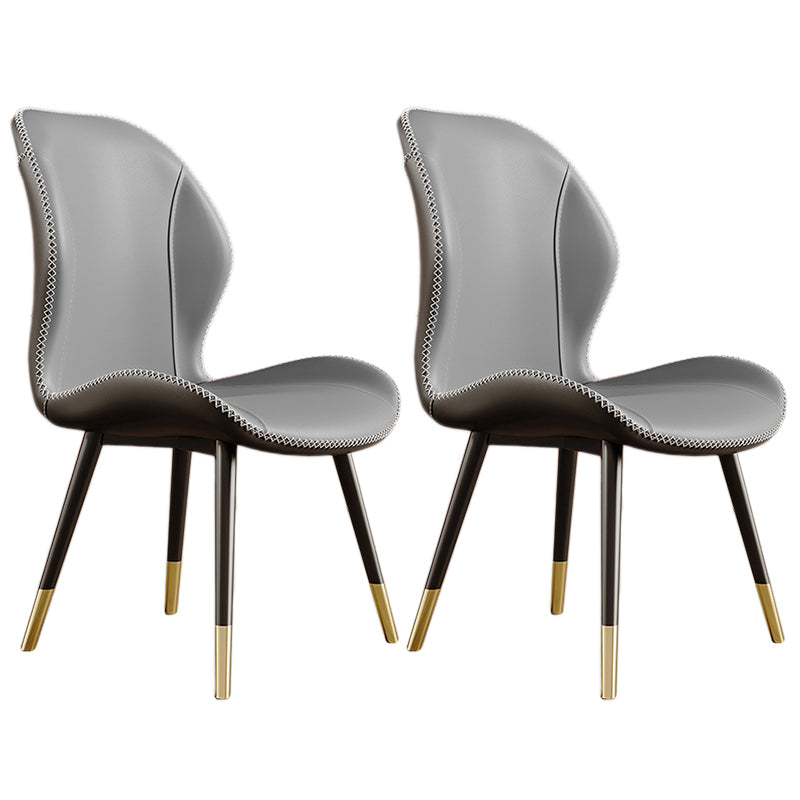 Glam Leather Dining Chair Wingback Side Furniture in Matte Finish for Indoor Light Gray 2 Piece Set Clearhalo 'Dining Chairs' 'Dining Tables & Seating' 'dining_chair' 'furn' 'furn_dining_chair' 'Furniture' 'Kitchen & Dining Furniture' 5309911