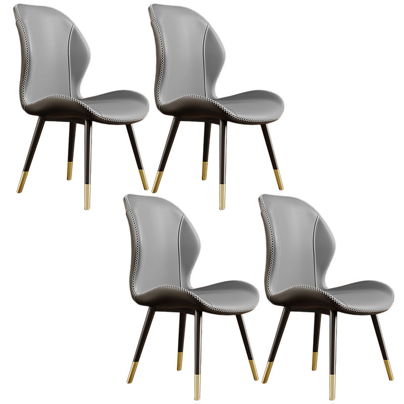 Glam Leather Dining Chair Wingback Side Furniture in Matte Finish for Indoor Light Gray 4 Piece Set Clearhalo 'Dining Chairs' 'Dining Tables & Seating' 'dining_chair' 'furn' 'furn_dining_chair' 'Furniture' 'Kitchen & Dining Furniture' 5309913
