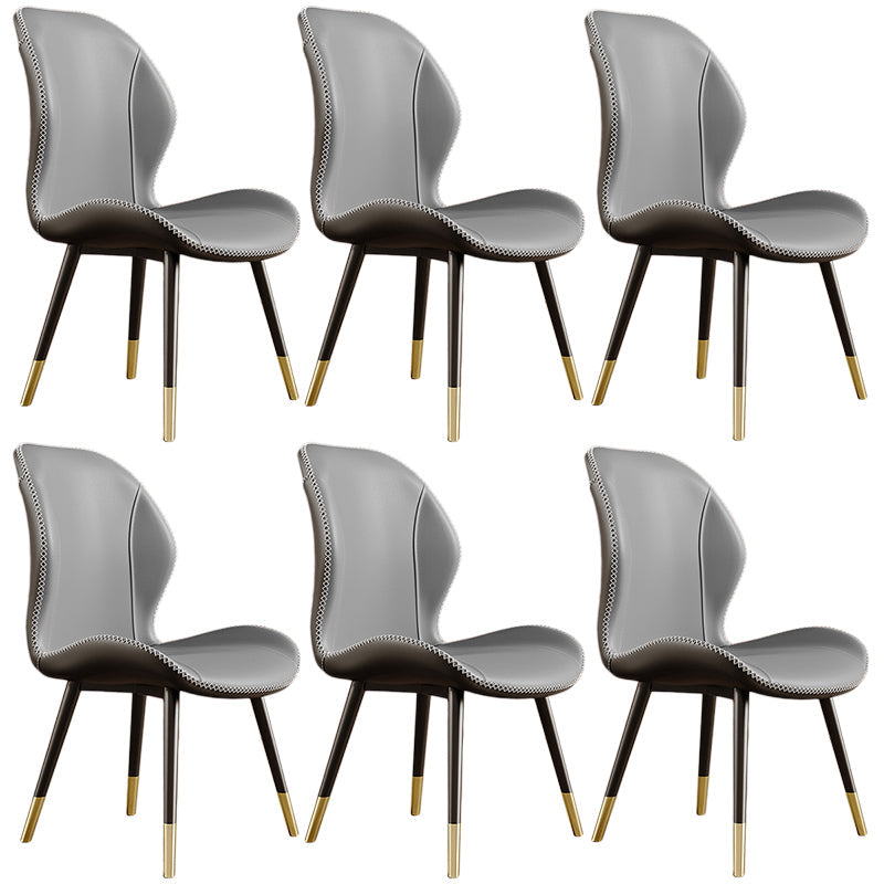 Glam Leather Dining Chair Wingback Side Furniture in Matte Finish for Indoor Light Gray 6 Piece Set Clearhalo 'Dining Chairs' 'Dining Tables & Seating' 'dining_chair' 'furn' 'furn_dining_chair' 'Furniture' 'Kitchen & Dining Furniture' 5309915