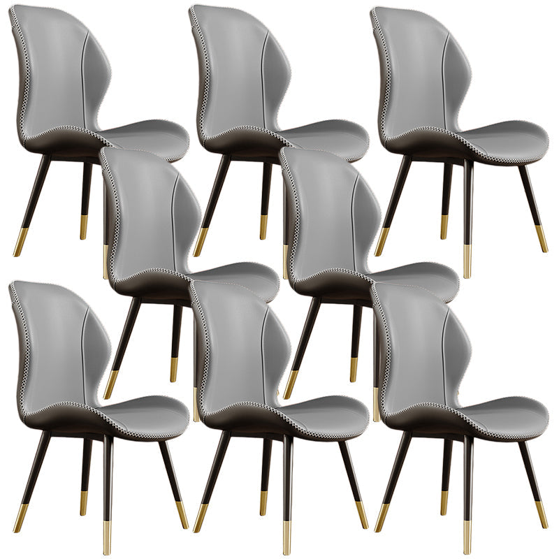 Glam Leather Dining Chair Wingback Side Furniture in Matte Finish for Indoor Light Gray 8 Piece Set Clearhalo 'Dining Chairs' 'Dining Tables & Seating' 'dining_chair' 'furn' 'furn_dining_chair' 'Furniture' 'Kitchen & Dining Furniture' 5309917