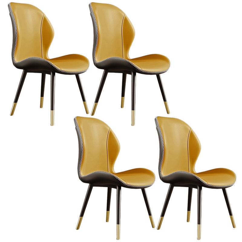 Glam Leather Dining Chair Wingback Side Furniture in Matte Finish for Indoor Yellow 4 Piece Set Clearhalo 'Dining Chairs' 'Dining Tables & Seating' 'dining_chair' 'furn' 'furn_dining_chair' 'Furniture' 'Kitchen & Dining Furniture' 5309922