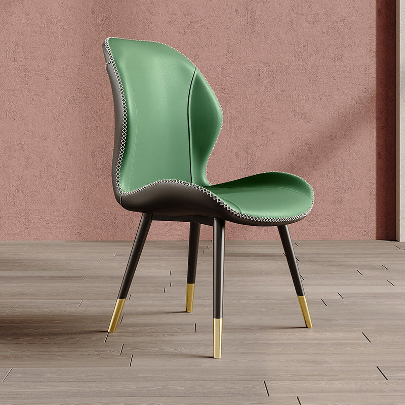 Glam Leather Dining Chair Wingback Side Furniture in Matte Finish for Indoor Clearhalo 'Dining Chairs' 'Dining Tables & Seating' 'dining_chair' 'furn' 'furn_dining_chair' 'Furniture' 'Kitchen & Dining Furniture' 5309924