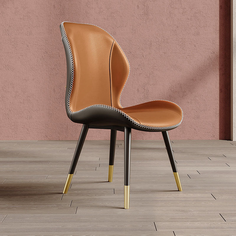 Glam Leather Dining Chair Wingback Side Furniture in Matte Finish for Indoor Clearhalo 'Dining Chairs' 'Dining Tables & Seating' 'dining_chair' 'furn' 'furn_dining_chair' 'Furniture' 'Kitchen & Dining Furniture' 5309926