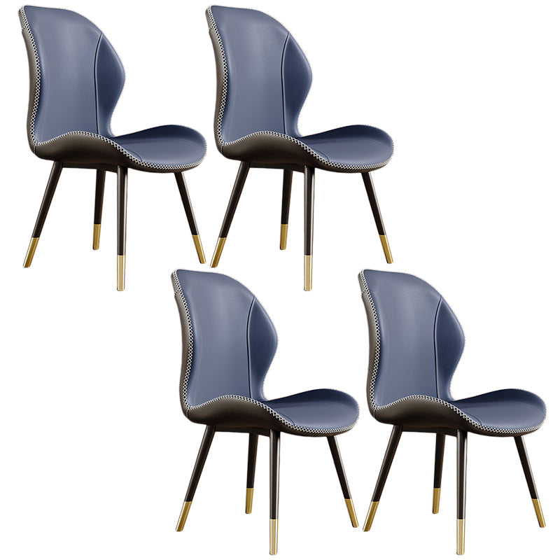 Glam Leather Dining Chair Wingback Side Furniture in Matte Finish for Indoor Dark Blue 4 Piece Set Clearhalo 'Dining Chairs' 'Dining Tables & Seating' 'dining_chair' 'furn' 'furn_dining_chair' 'Furniture' 'Kitchen & Dining Furniture' 5309935