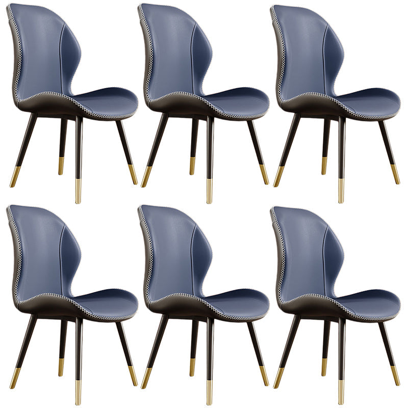 Glam Leather Dining Chair Wingback Side Furniture in Matte Finish for Indoor Dark Blue 6 Piece Set Clearhalo 'Dining Chairs' 'Dining Tables & Seating' 'dining_chair' 'furn' 'furn_dining_chair' 'Furniture' 'Kitchen & Dining Furniture' 5309936