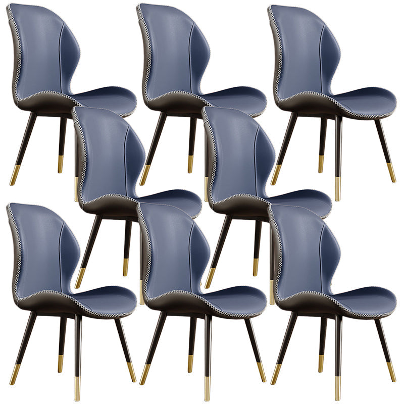 Glam Leather Dining Chair Wingback Side Furniture in Matte Finish for Indoor Dark Blue 8 Piece Set Clearhalo 'Dining Chairs' 'Dining Tables & Seating' 'dining_chair' 'furn' 'furn_dining_chair' 'Furniture' 'Kitchen & Dining Furniture' 5309937