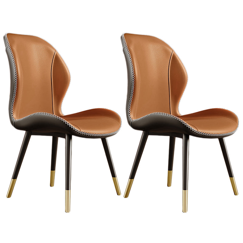 Glam Leather Dining Chair Wingback Side Furniture in Matte Finish for Indoor Dark Brown 2 Piece Set Clearhalo 'Dining Chairs' 'Dining Tables & Seating' 'dining_chair' 'furn' 'furn_dining_chair' 'Furniture' 'Kitchen & Dining Furniture' 5309938