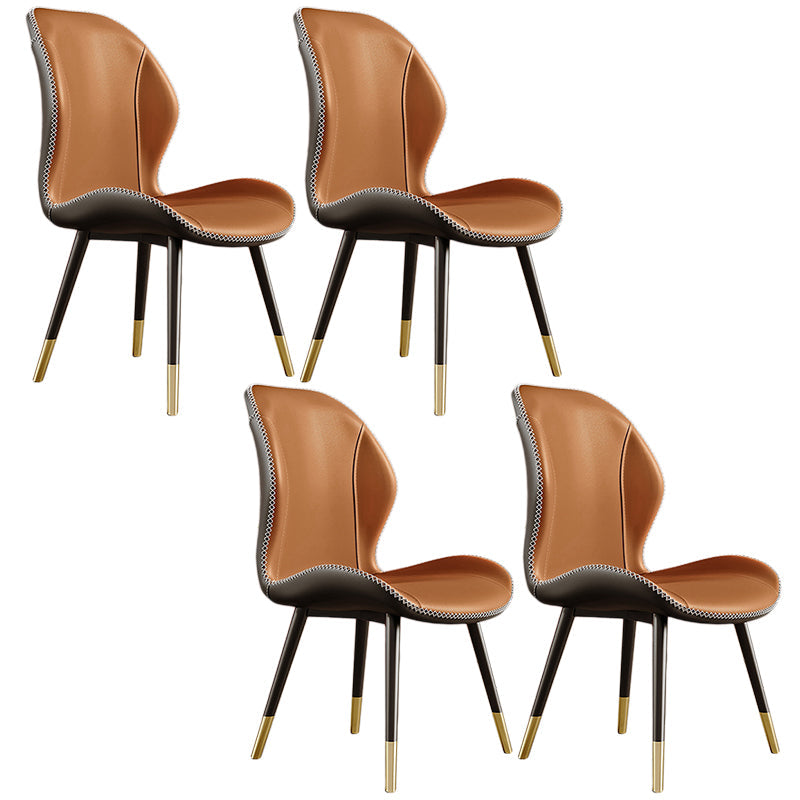 Glam Leather Dining Chair Wingback Side Furniture in Matte Finish for Indoor Dark Brown 4 Piece Set Clearhalo 'Dining Chairs' 'Dining Tables & Seating' 'dining_chair' 'furn' 'furn_dining_chair' 'Furniture' 'Kitchen & Dining Furniture' 5309939
