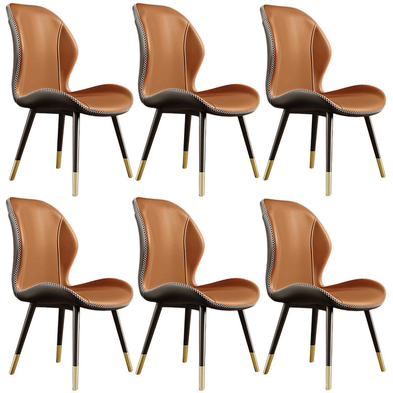 Glam Leather Dining Chair Wingback Side Furniture in Matte Finish for Indoor Dark Brown 6 Piece Set Clearhalo 'Dining Chairs' 'Dining Tables & Seating' 'dining_chair' 'furn' 'furn_dining_chair' 'Furniture' 'Kitchen & Dining Furniture' 5309940