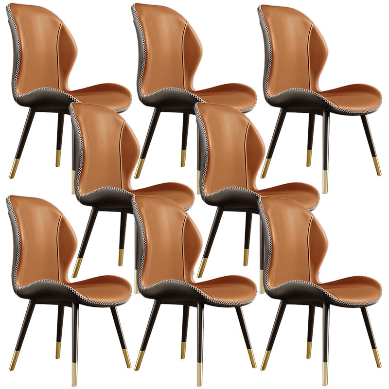 Glam Leather Dining Chair Wingback Side Furniture in Matte Finish for Indoor Dark Brown 8 Piece Set Clearhalo 'Dining Chairs' 'Dining Tables & Seating' 'dining_chair' 'furn' 'furn_dining_chair' 'Furniture' 'Kitchen & Dining Furniture' 5309941
