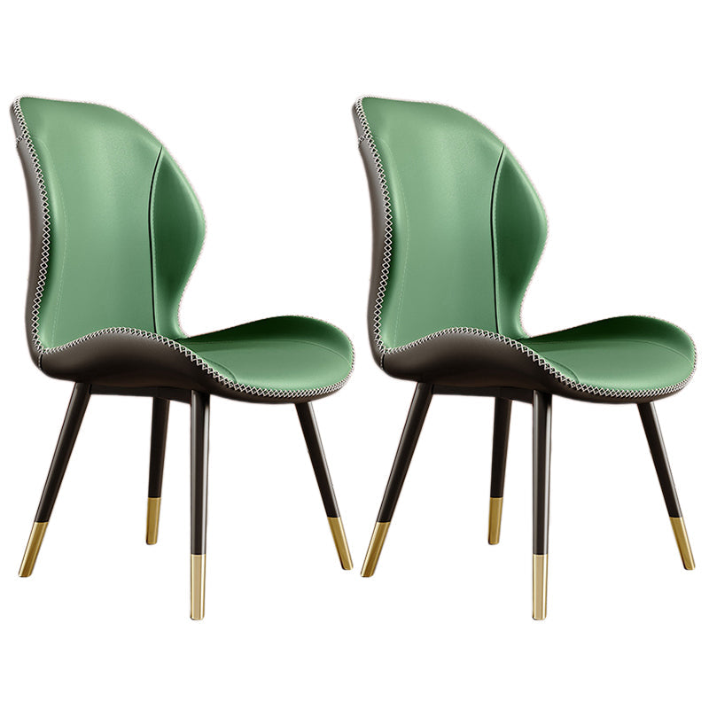 Glam Leather Dining Chair Wingback Side Furniture in Matte Finish for Indoor Blackish Green 2 Piece Set Clearhalo 'Dining Chairs' 'Dining Tables & Seating' 'dining_chair' 'furn' 'furn_dining_chair' 'Furniture' 'Kitchen & Dining Furniture' 5309942