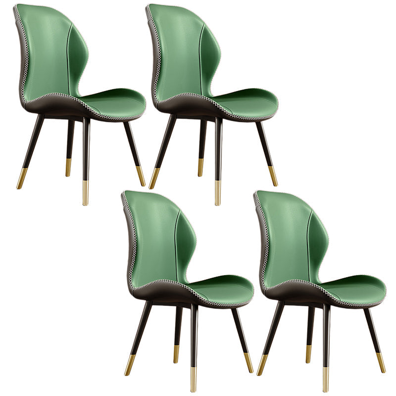 Glam Leather Dining Chair Wingback Side Furniture in Matte Finish for Indoor Blackish Green 4 Piece Set Clearhalo 'Dining Chairs' 'Dining Tables & Seating' 'dining_chair' 'furn' 'furn_dining_chair' 'Furniture' 'Kitchen & Dining Furniture' 5309943