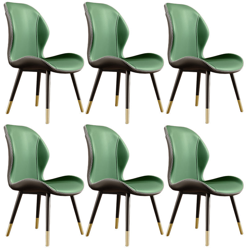 Glam Leather Dining Chair Wingback Side Furniture in Matte Finish for Indoor Blackish Green 6 Piece Set Clearhalo 'Dining Chairs' 'Dining Tables & Seating' 'dining_chair' 'furn' 'furn_dining_chair' 'Furniture' 'Kitchen & Dining Furniture' 5309944
