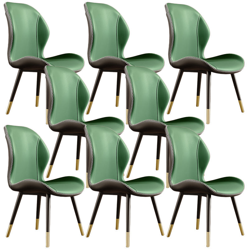 Glam Leather Dining Chair Wingback Side Furniture in Matte Finish for Indoor Blackish Green 8 Piece Set Clearhalo 'Dining Chairs' 'Dining Tables & Seating' 'dining_chair' 'furn' 'furn_dining_chair' 'Furniture' 'Kitchen & Dining Furniture' 5309945