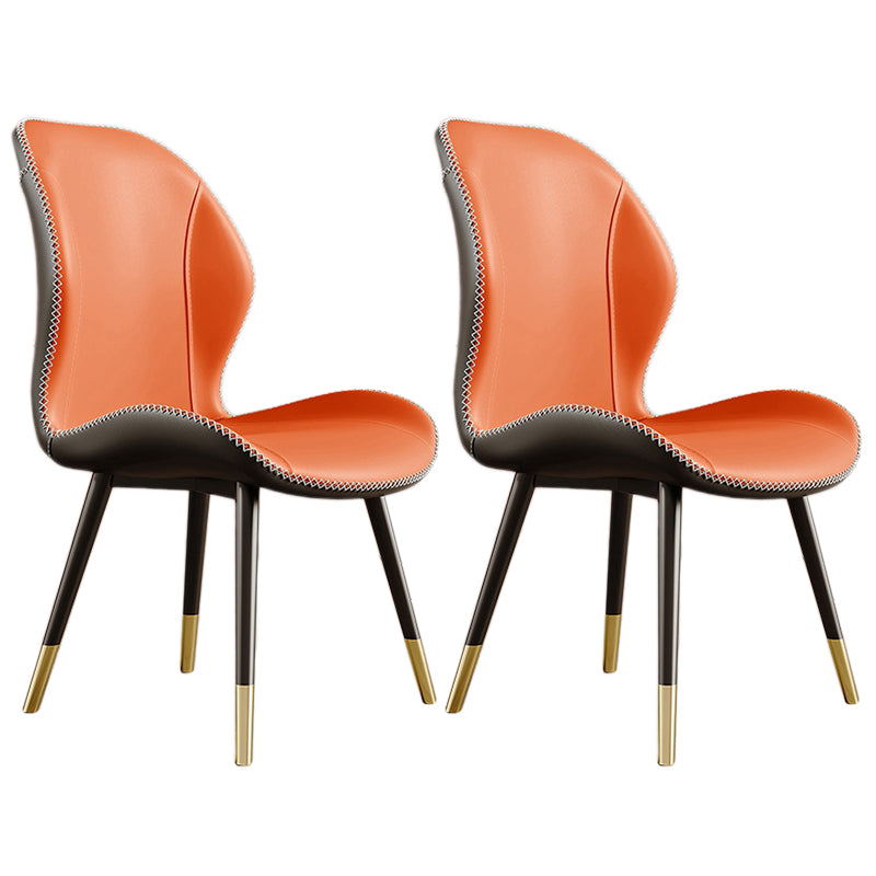 Glam Leather Dining Chair Wingback Side Furniture in Matte Finish for Indoor Orange 2 Piece Set Clearhalo 'Dining Chairs' 'Dining Tables & Seating' 'dining_chair' 'furn' 'furn_dining_chair' 'Furniture' 'Kitchen & Dining Furniture' 5309946