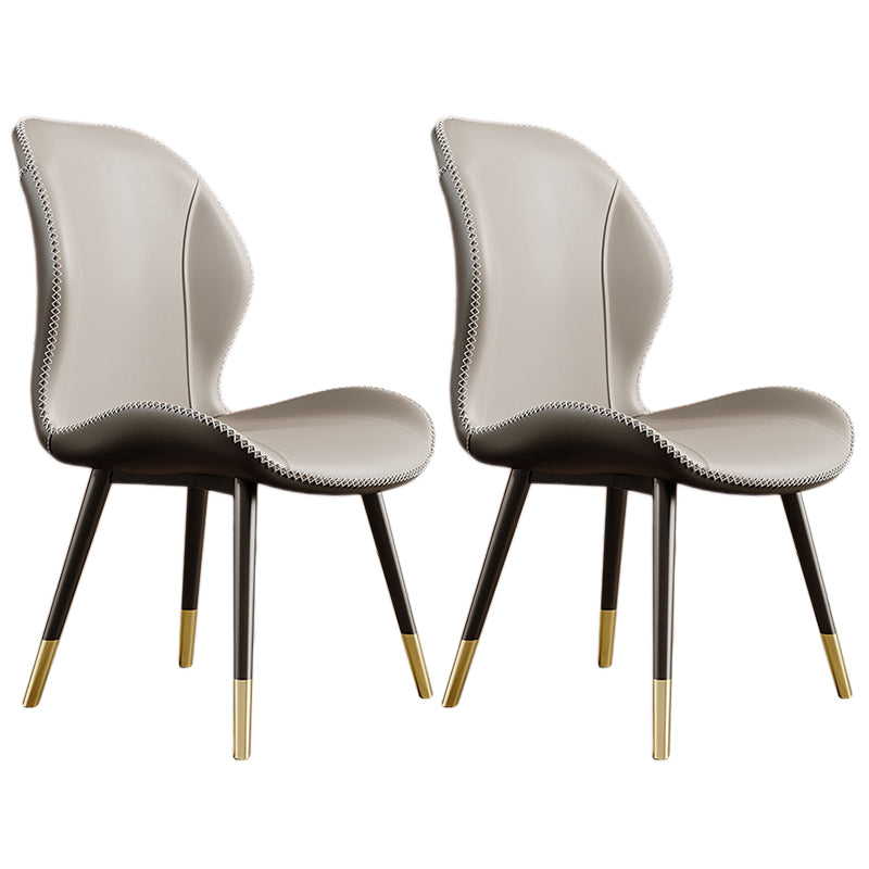 Glam Leather Dining Chair Wingback Side Furniture in Matte Finish for Indoor Off-White 2 Piece Set Clearhalo 'Dining Chairs' 'Dining Tables & Seating' 'dining_chair' 'furn' 'furn_dining_chair' 'Furniture' 'Kitchen & Dining Furniture' 5309950