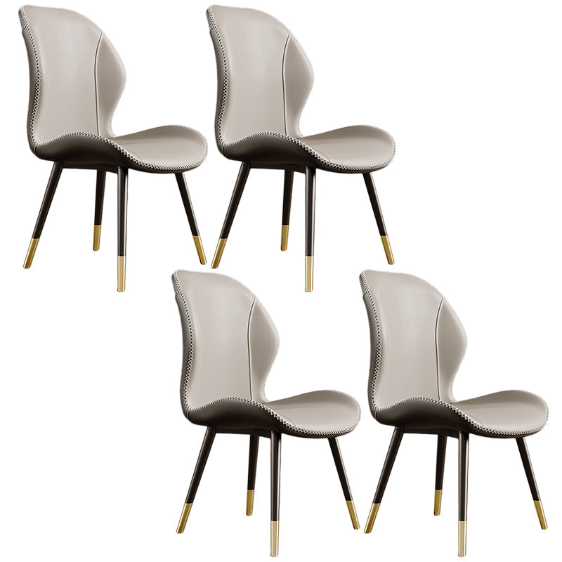 Glam Leather Dining Chair Wingback Side Furniture in Matte Finish for Indoor Off-White 4 Piece Set Clearhalo 'Dining Chairs' 'Dining Tables & Seating' 'dining_chair' 'furn' 'furn_dining_chair' 'Furniture' 'Kitchen & Dining Furniture' 5309951