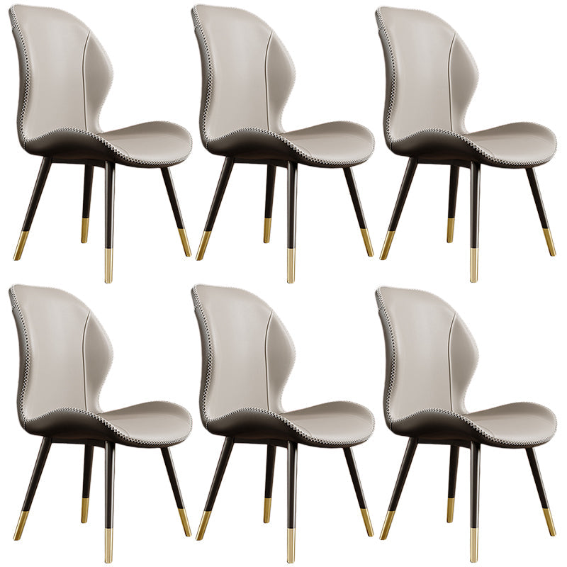 Glam Leather Dining Chair Wingback Side Furniture in Matte Finish for Indoor Off-White 6 Piece Set Clearhalo 'Dining Chairs' 'Dining Tables & Seating' 'dining_chair' 'furn' 'furn_dining_chair' 'Furniture' 'Kitchen & Dining Furniture' 5309952