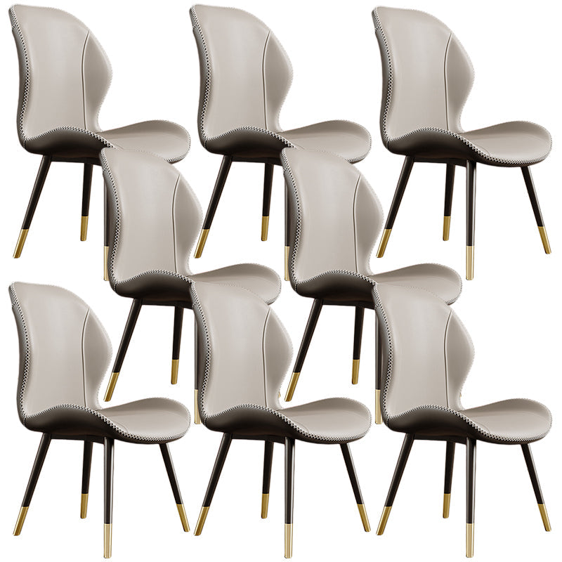 Glam Leather Dining Chair Wingback Side Furniture in Matte Finish for Indoor Off-White 8 Piece Set Clearhalo 'Dining Chairs' 'Dining Tables & Seating' 'dining_chair' 'furn' 'furn_dining_chair' 'Furniture' 'Kitchen & Dining Furniture' 5309953