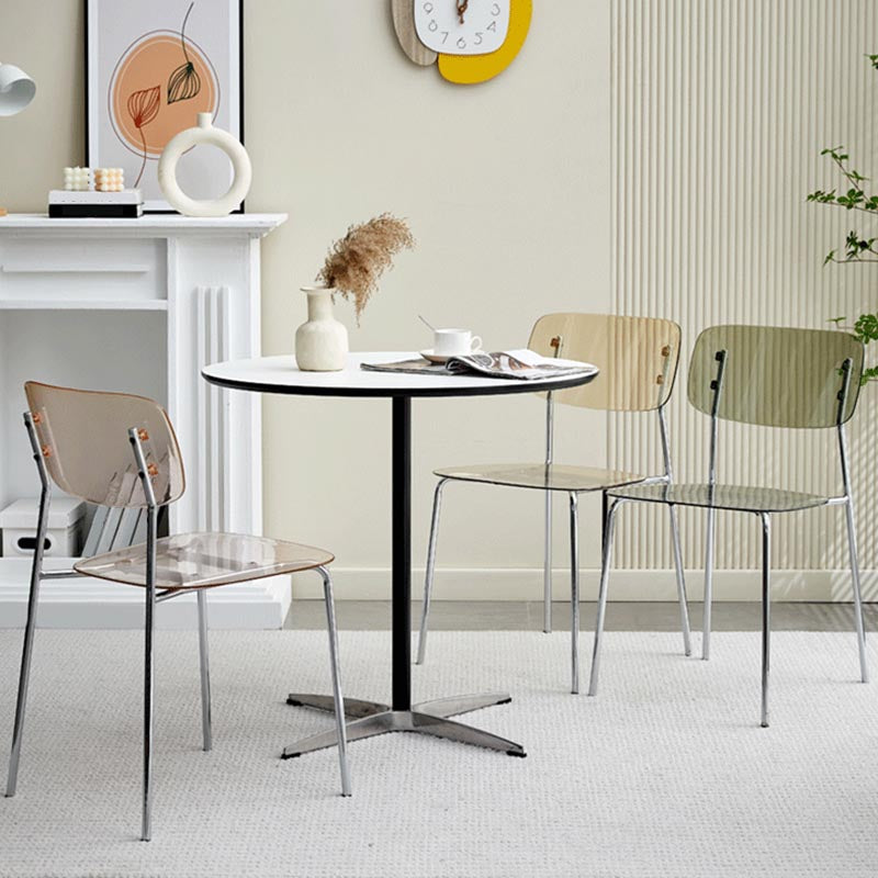 Poltrona da pranzo acrilica contemporanea sedia da pranzo aperta con zampe d'argento