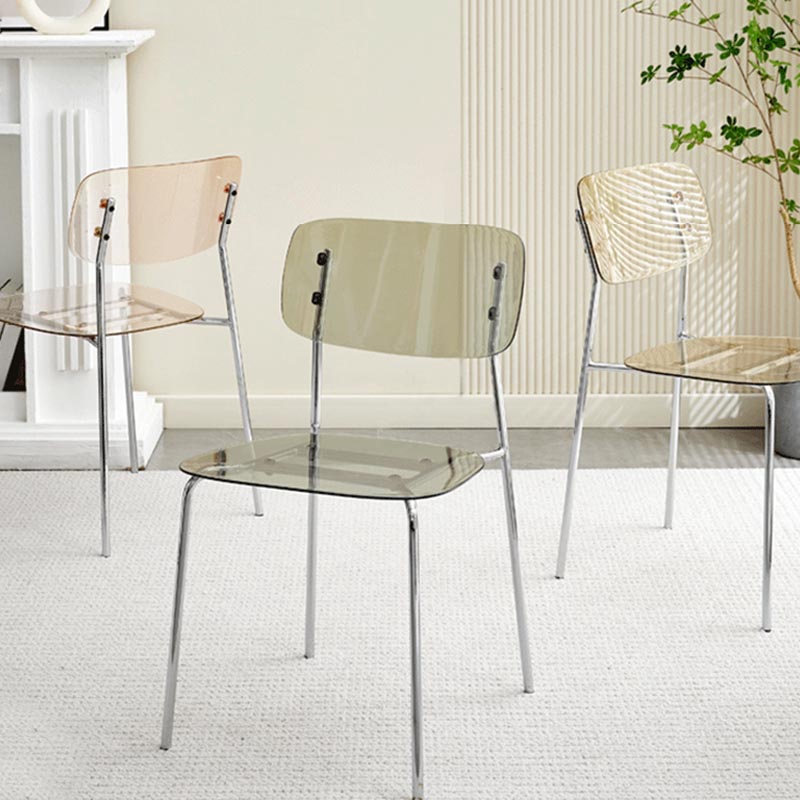 Poltrona da pranzo acrilica contemporanea sedia da pranzo aperta con zampe d'argento
