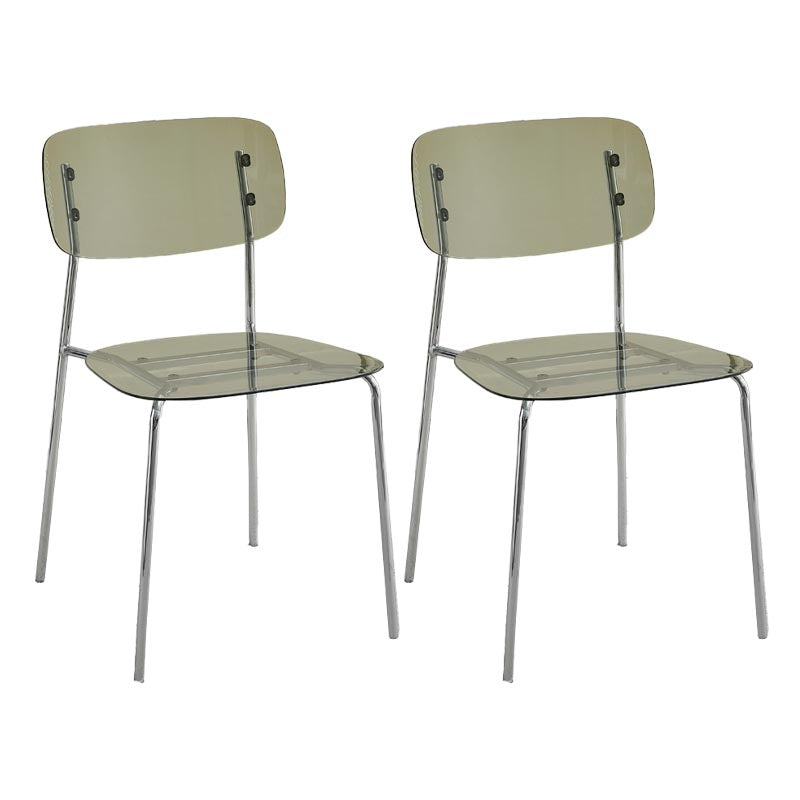 Poltrona da pranzo acrilica contemporanea sedia da pranzo aperta con zampe d'argento