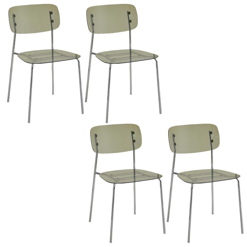 Poltrona da pranzo acrilica contemporanea sedia da pranzo aperta con zampe d'argento