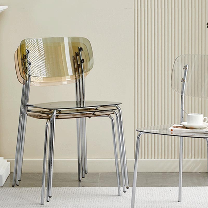 Poltrona da pranzo acrilica contemporanea sedia da pranzo aperta con zampe d'argento