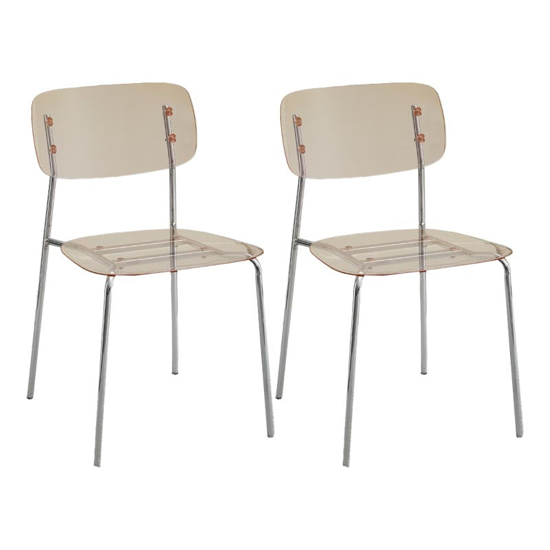 Poltrona da pranzo acrilica contemporanea sedia da pranzo aperta con zampe d'argento