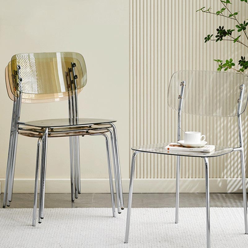 Poltrona da pranzo acrilica contemporanea sedia da pranzo aperta con zampe d'argento
