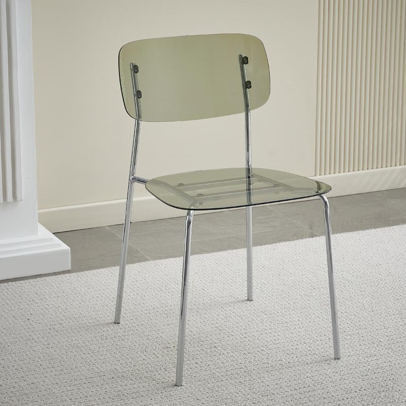 Poltrona da pranzo acrilica contemporanea sedia da pranzo aperta con zampe d'argento