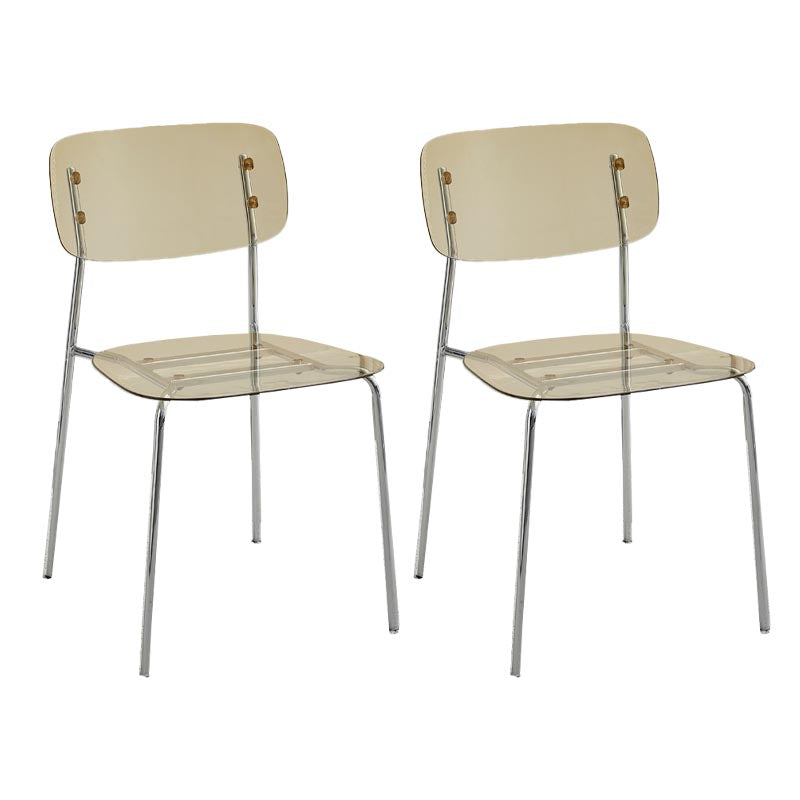 Poltrona da pranzo acrilica contemporanea sedia da pranzo aperta con zampe d'argento