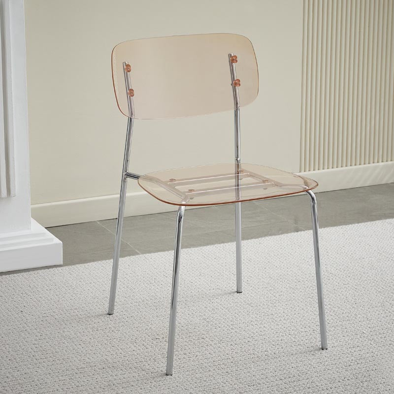 Poltrona da pranzo acrilica contemporanea sedia da pranzo aperta con zampe d'argento