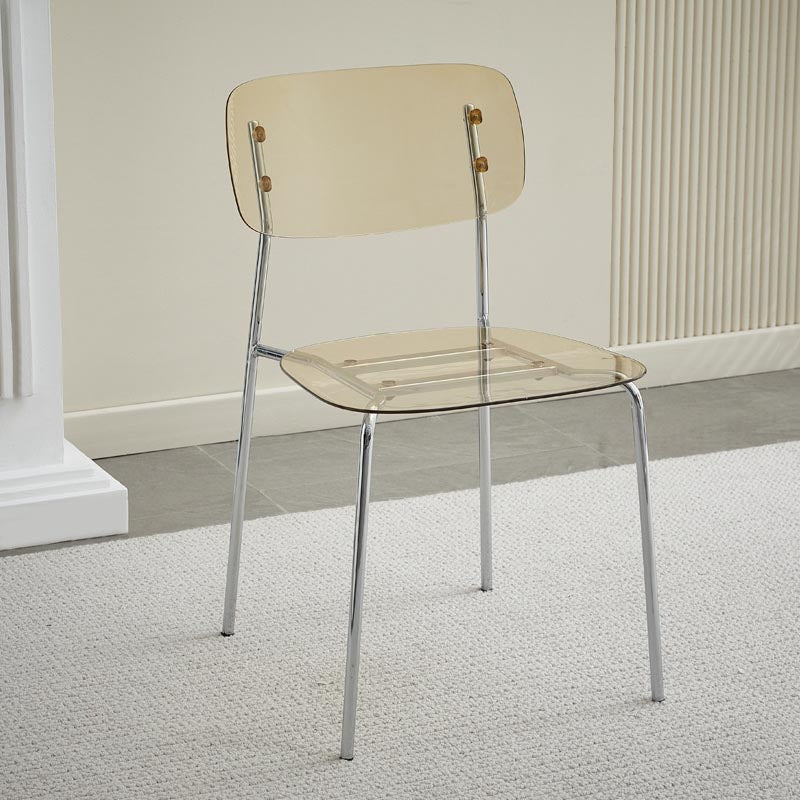 Poltrona da pranzo acrilica contemporanea sedia da pranzo aperta con zampe d'argento