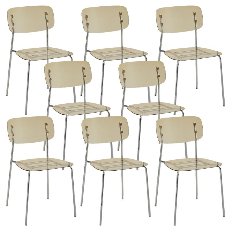 Poltrona da pranzo acrilica contemporanea sedia da pranzo aperta con zampe d'argento