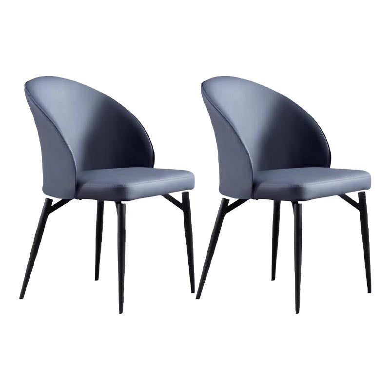 Leather Upholstered Dining Chair Contemporary Side Chair with Black Base Blue 2 Piece Set Clearhalo 'Dining Chairs' 'Dining Tables & Seating' 'dining_chair' 'furn' 'furn_dining_chair' 'Furniture' 'Kitchen & Dining Furniture' 5310221