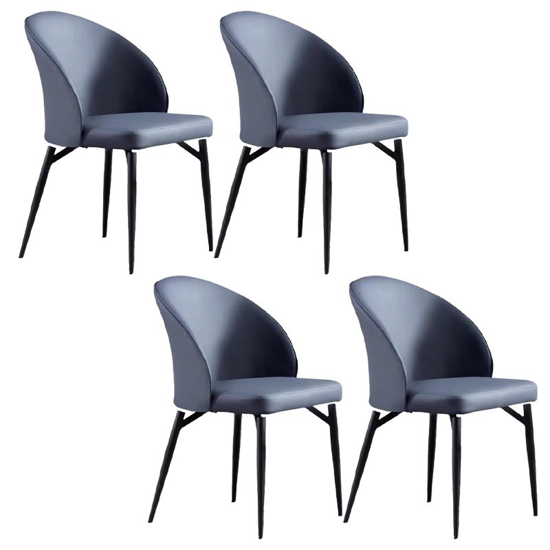 Chaise de salle à manger rembourrée en cuir chaise latéral contemporaine avec base noire