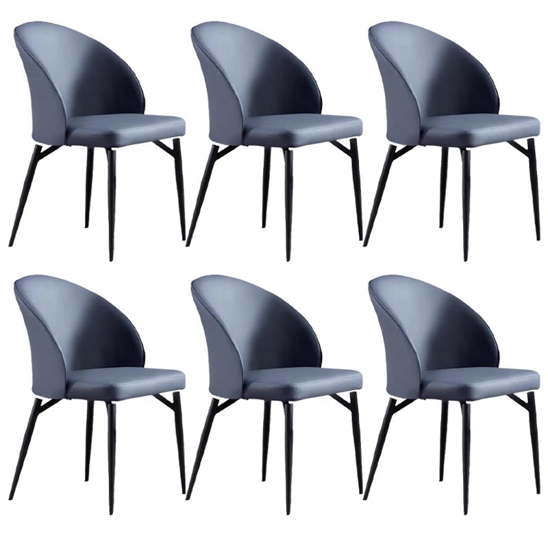 Leather Upholstered Dining Chair Contemporary Side Chair with Black Base Blue 6 Piece Set Clearhalo 'Dining Chairs' 'Dining Tables & Seating' 'dining_chair' 'furn' 'furn_dining_chair' 'Furniture' 'Kitchen & Dining Furniture' 5310224