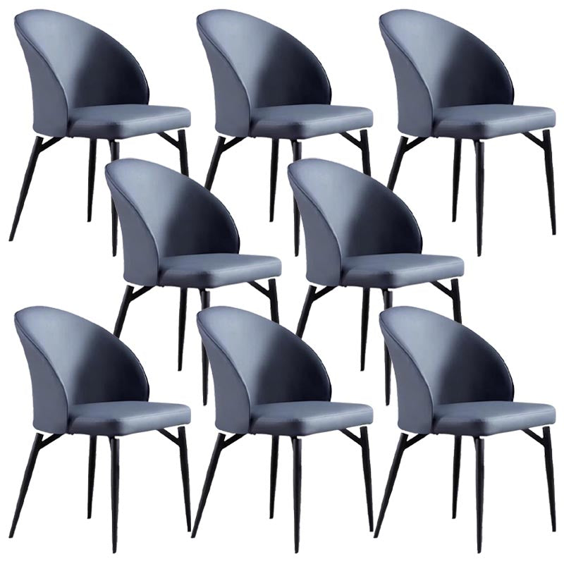 Leather Upholstered Dining Chair Contemporary Side Chair with Black Base Blue 8 Piece Set Clearhalo 'Dining Chairs' 'Dining Tables & Seating' 'dining_chair' 'furn' 'furn_dining_chair' 'Furniture' 'Kitchen & Dining Furniture' 5310227