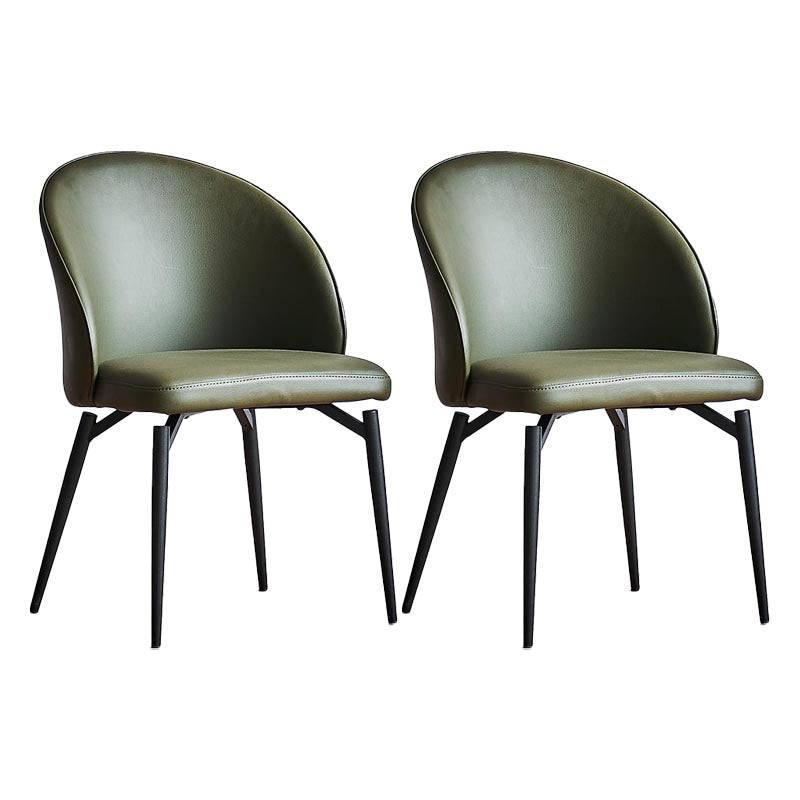 Chaise de salle à manger rembourrée en cuir chaise latéral contemporaine avec base noire