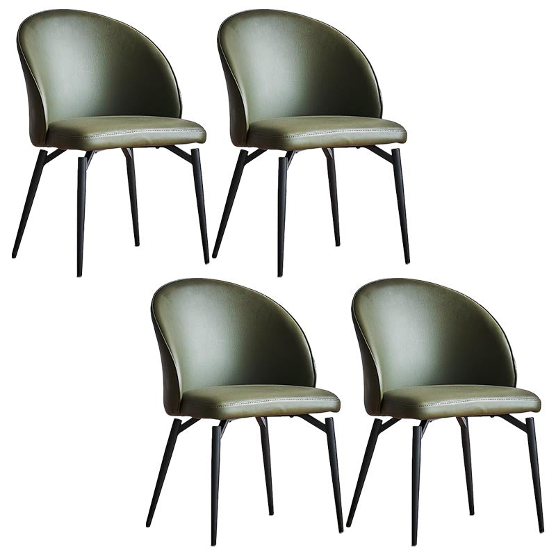 Chaise de salle à manger rembourrée en cuir chaise latéral contemporaine avec base noire