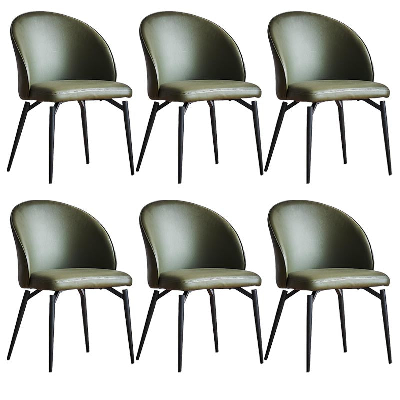 Chaise de salle à manger rembourrée en cuir chaise latéral contemporaine avec base noire