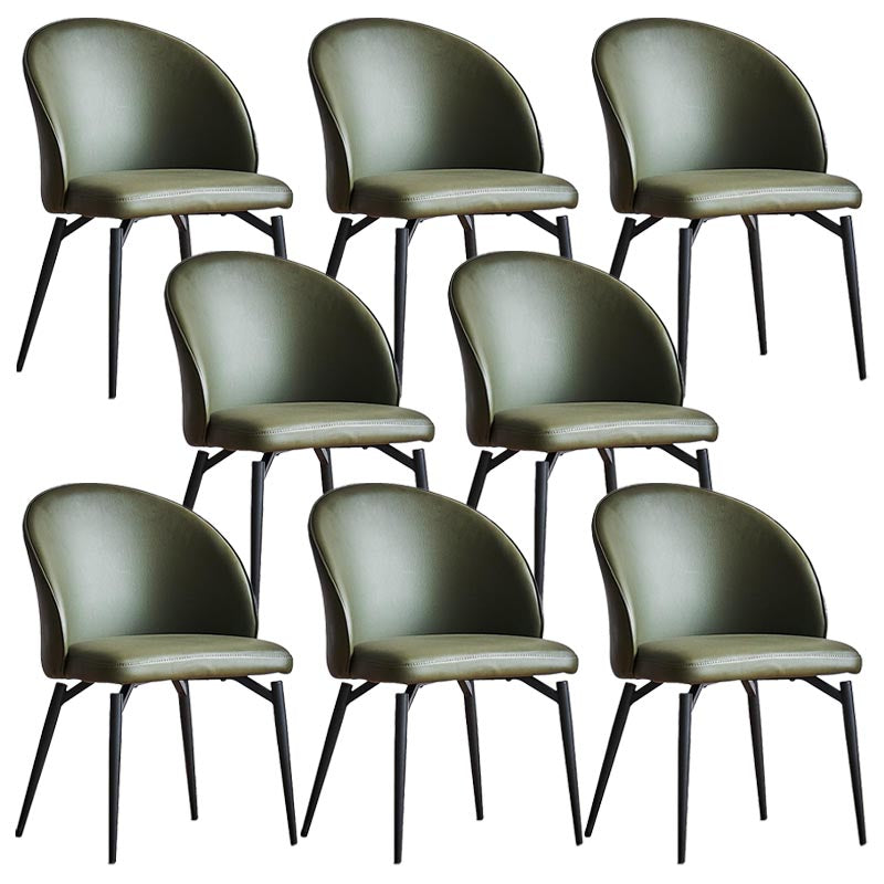 Leather Upholstered Dining Chair Contemporary Side Chair with Black Base Green 8 Piece Set Clearhalo 'Dining Chairs' 'Dining Tables & Seating' 'dining_chair' 'furn' 'furn_dining_chair' 'Furniture' 'Kitchen & Dining Furniture' 5310235