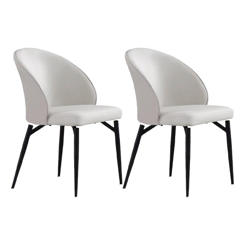 Leather Upholstered Dining Chair Contemporary Side Chair with Black Base Off-White 2 Piece Set Clearhalo 'Dining Chairs' 'Dining Tables & Seating' 'dining_chair' 'furn' 'furn_dining_chair' 'Furniture' 'Kitchen & Dining Furniture' 5310236