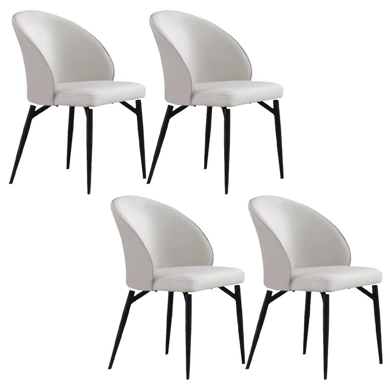 Chaise de salle à manger rembourrée en cuir chaise latéral contemporaine avec base noire