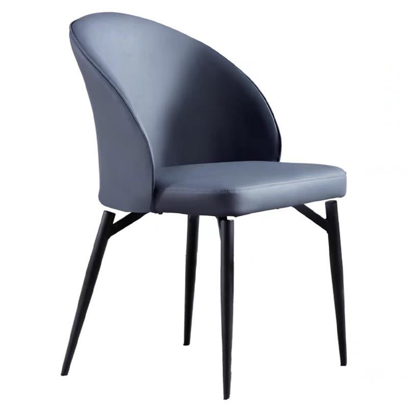 Chaise de salle à manger rembourrée en cuir chaise latéral contemporaine avec base noire